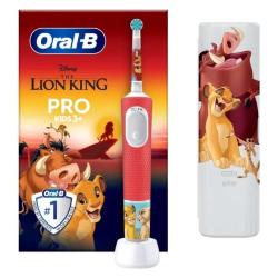 Električna zobna ščetka Oral‑B Pro Kids 3+ Lion King, otroška ščetka z motivi Disney in potovalnim etuijem.