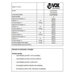 Steklokeramični štedilnik VOX CHT 6155 W, 4x steklokeramika