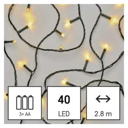 Božična veriga, LED, 2,8 m, 3x AA, zunanja in notranja, topla bela