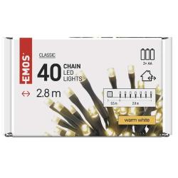 Božična veriga, LED, 2,8 m, 3x AA, zunanja in notranja, topla bela
