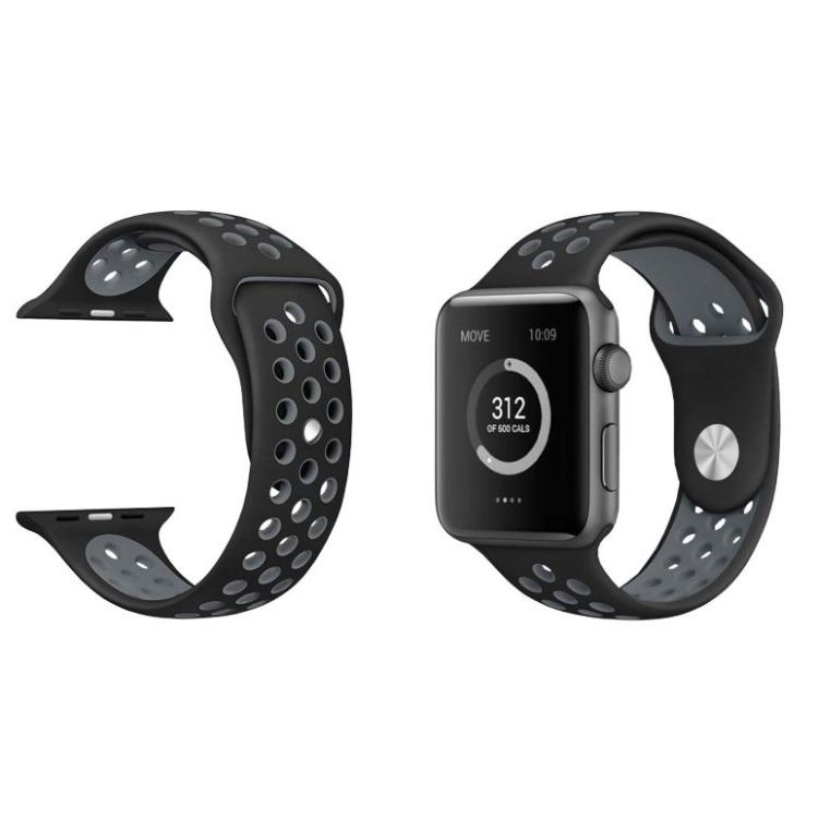 Silikonski pašček Sport za Apple Watch, 38/40/41 mm, črno-siv_1