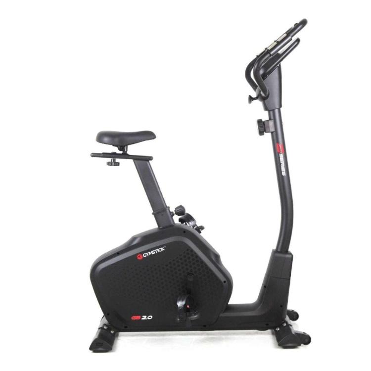 Gymstick GB 2.0 v stranskem pogledu z nastavljivim sedežem, kompaktnim ohišjem in stabilnim podstavkom.