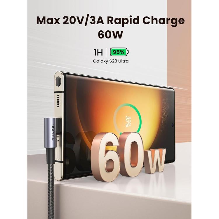 Kabel podpira hitro polnjenje do 60 W za učinkovito napajanje združljivih naprav.