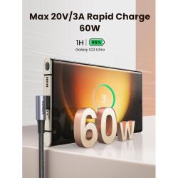 Kabel podpira hitro polnjenje do 60 W za učinkovito napajanje združljivih naprav.