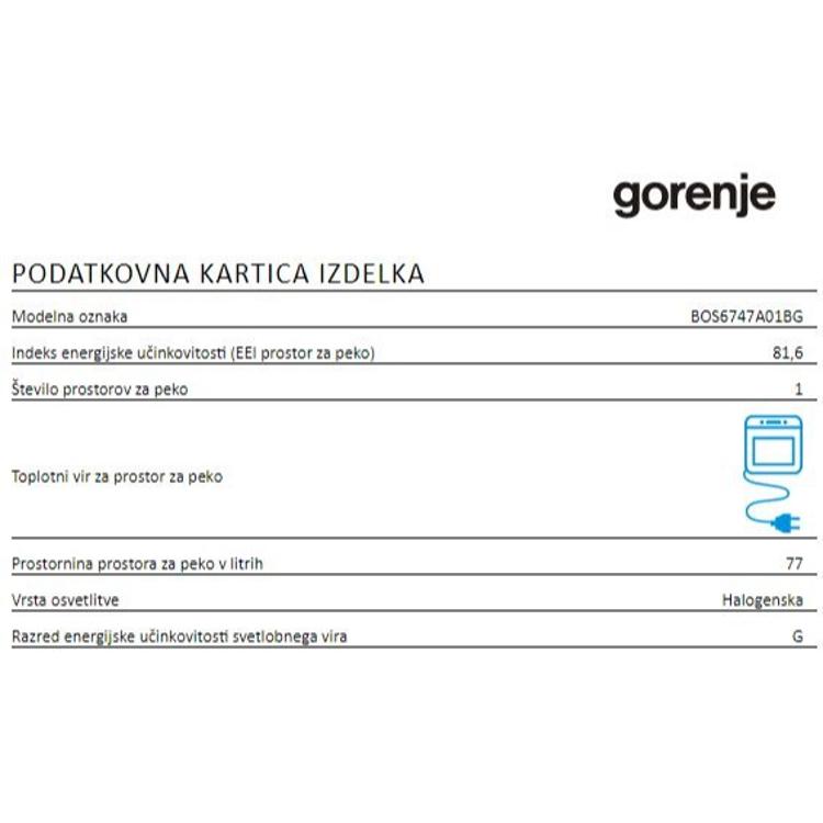 Vgradna pečica Gorenje BOS6747A01BG-8