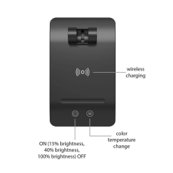 Namizna svetilka Asalite, LED z zatemnitvijo, brezžična USB, 7 W, črna