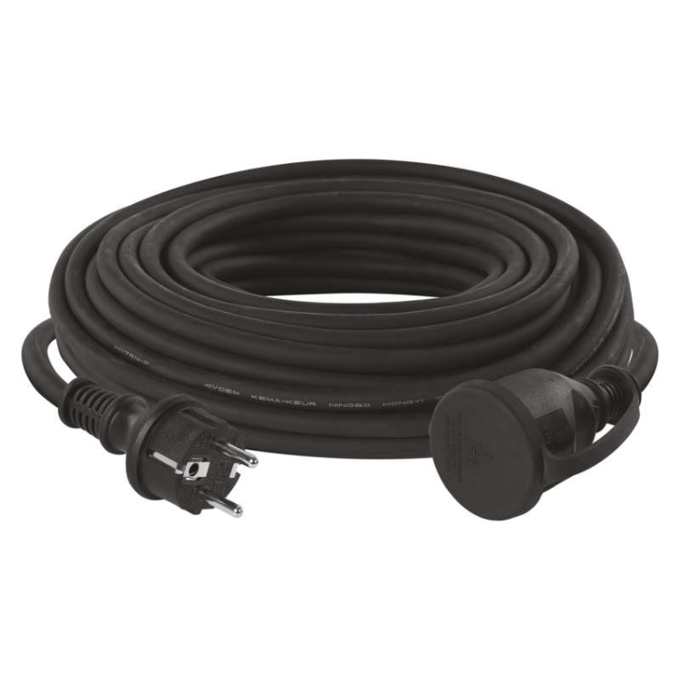 Zunanji podaljšek 25 m / 1 vtičnica / črni / guma-neopren / 250 V / 2,5 mm2