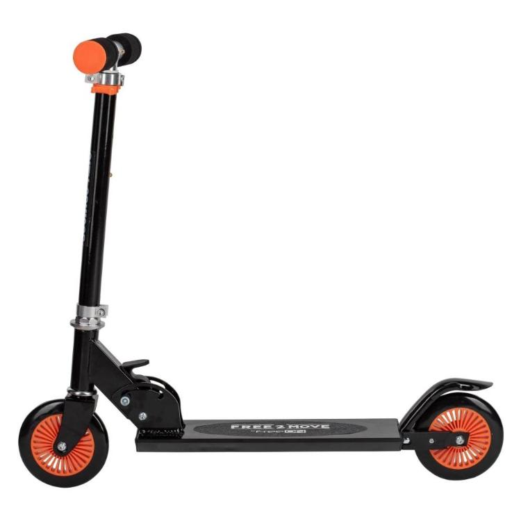 Otroški skiro Free 2 Move v črni barvi z oranžnimi kolesi in nastavljivim krmilom