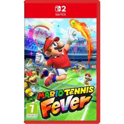 Igra Mario Tennis: Fever za Nintendo Switch 2 v fizični embalaži, z likom Mario med serviranim teniškim udarcem na stadionu ter oznako PEGI 7.