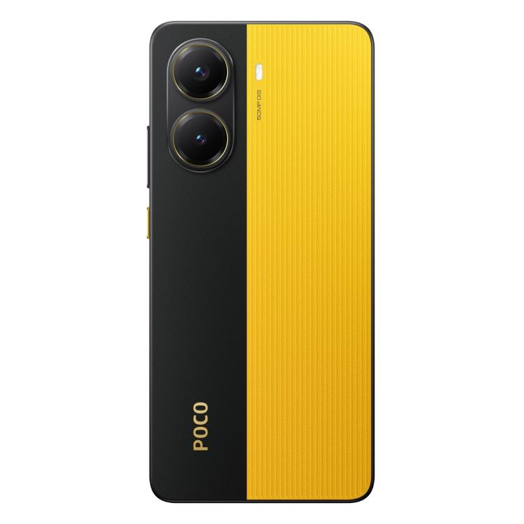 POCO x7 pro 5G pametni telefon s črno rumenim ohišjem, dvojnima kamerama in velikim zaslonom