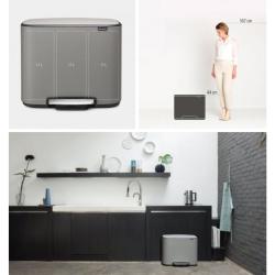 Koš za smeti Brabantia 121524, 3 x 11 L, siv, na pedal