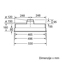 Vgradna napa Bosch DHL555BL, 53 cm