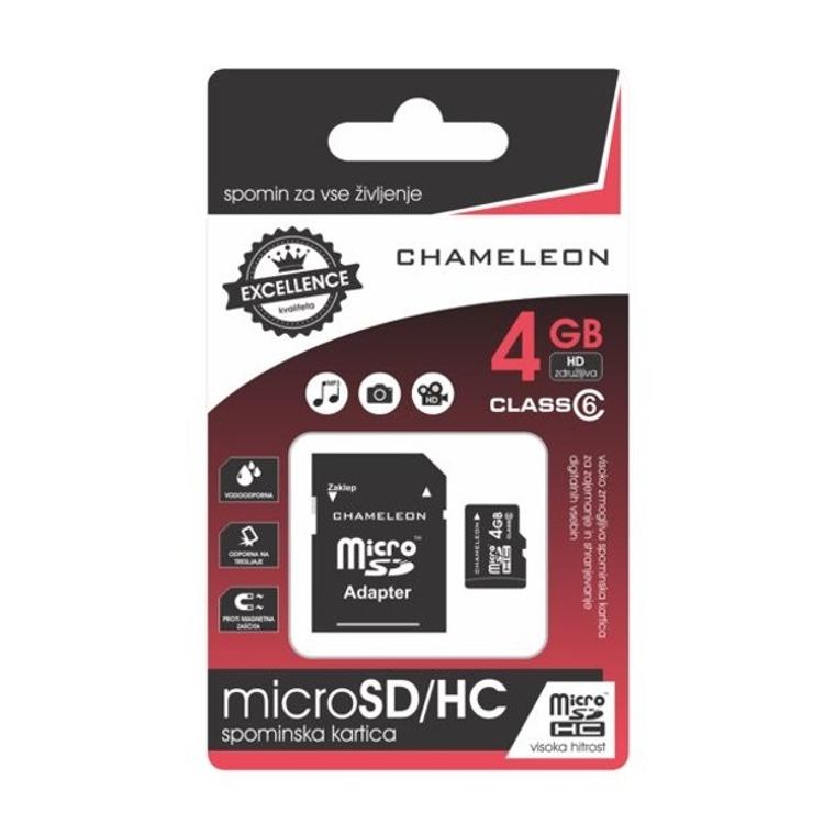 Spominska kartica Chameleon MicroSDHC 4 GB, Class6 + SD adapter