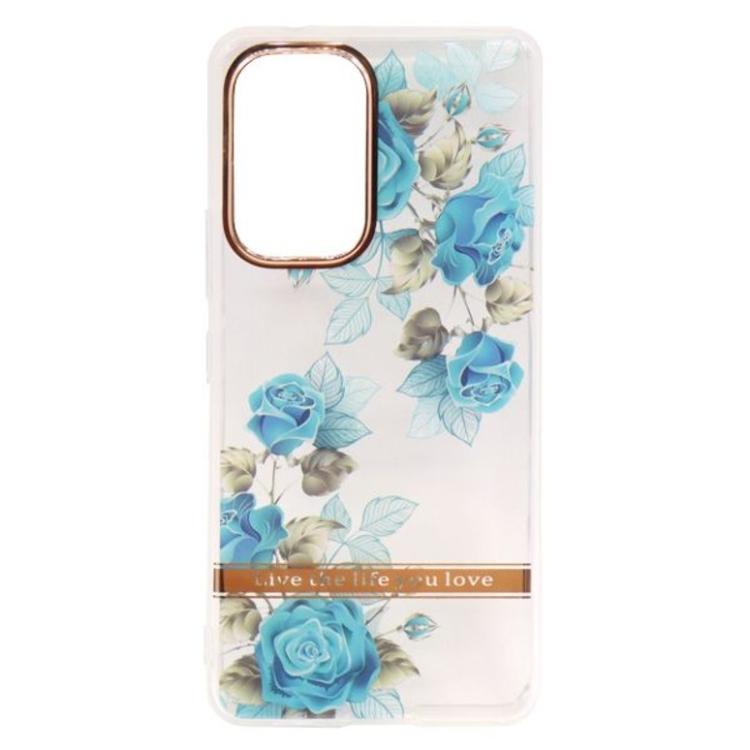 Gumiran ovitek (TPUP) za Samsung Galaxy A53 5G - Flowers - moder
