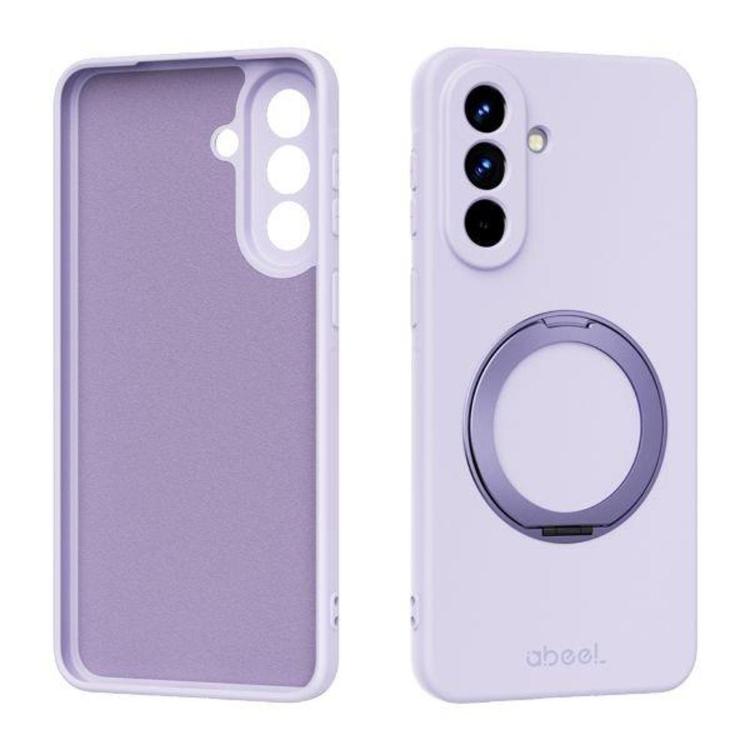 Svetlo vijoličen silikonski ovitek za Samsung Galaxy A57 5G z vgrajenim vrtljivim obročem za boljši oprijem in podporo ter natančnim izrezom za kamero nudi zaščito in udobno uporabo