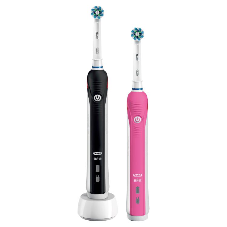 Električna zobna ščetka Oral-B PRO 2 29000 CROSS ACTION, dvojno pakiranje - črna + pink_2