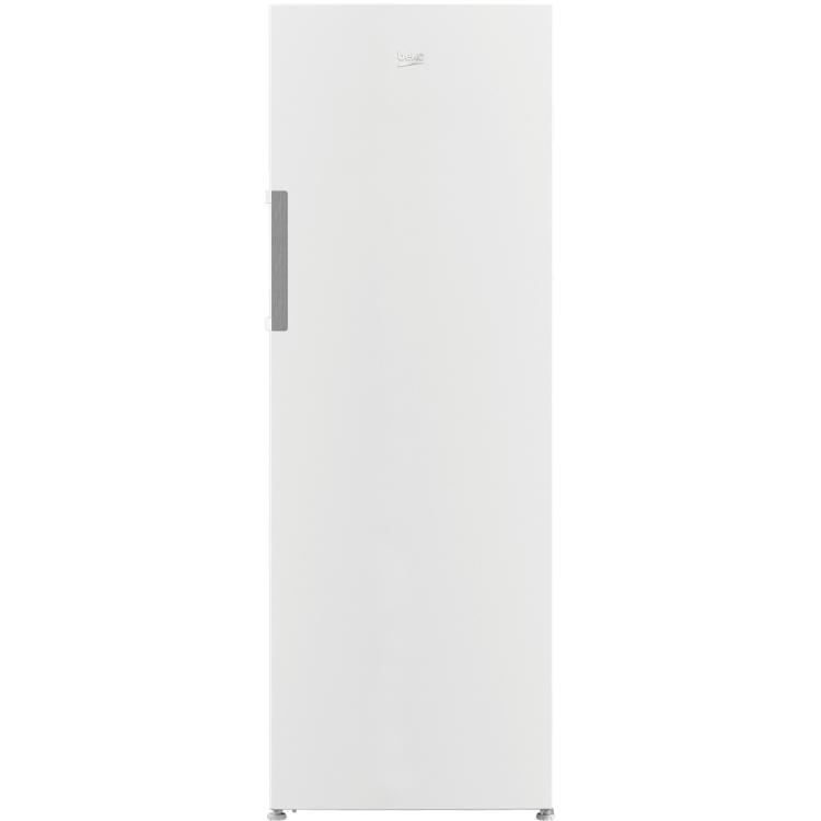 Beko hladilnik RSSE415M41WN v beli barvi z enojnimi vrati, zunanjim ročajem in prostorno zasnovo za shranjevanje živil.