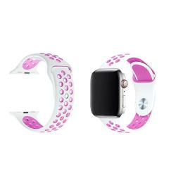Silikonski pašček Sport za Apple Watch, 42/44/45 mm, belo-roza_1
