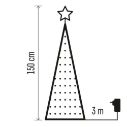 LED božična jelka s svetlobno verigo in zvezdo, 1,5 m, notranja, časovnik_7