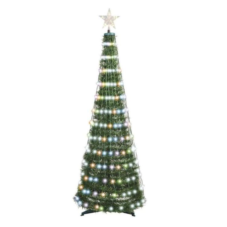 LED božična jelka s svetlobno verigo in zvezdo, 1,5 m, notranja, časovnik