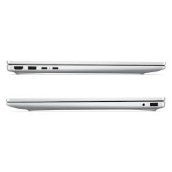 Stranski pogled na HP OmniBook 3 z vidnimi priključki HDMI, USB-A in USB-C ter tankim srebrnim ohišjem.