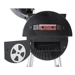 Detajl stranske dimne komore ogljenega žara Landmann z zračnim regulatorjem.