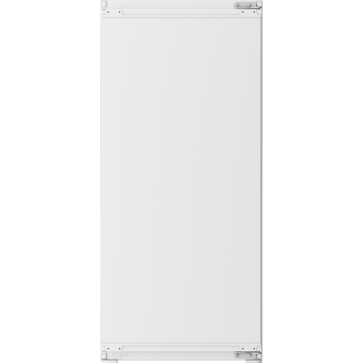 Vgradni hladilnik Beko BSSA210K4SN z zaprtimi vrati v beli izvedbi, zasnovan za nevidno vgradnjo v kuhinjski element z drsnim sistemom pritrditve vrat