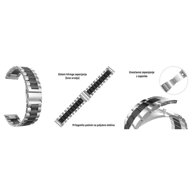 Kovinski pašček 18 mm, Silver Black_1