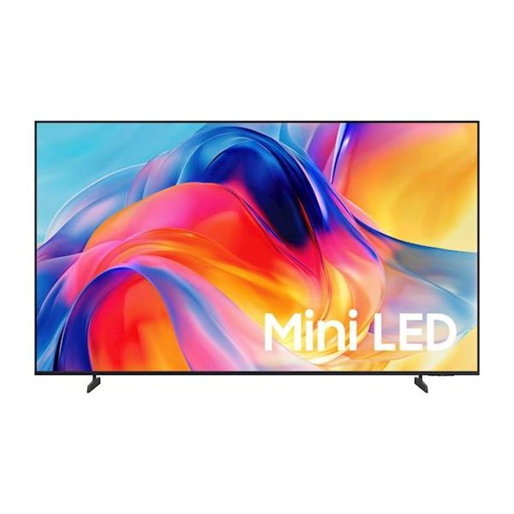 Samsung Mini LED TV, frontalni pogled z napisom Mini LED, minimalističen okvir in zelo visok kontrast slike.