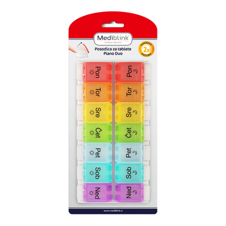 Tedenska posodica za tablete Mediblink Piano Duo 2x/dan M011