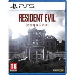 Copilot said: Resident Evil Requiem za PS5, uradna naslovnica grozljivke s porušeno stavbo Raccoon Police Department, temačno atmosfero in PEGI 18.
