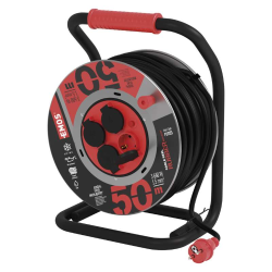 Zunanji kolutni podaljšek Emos 50 m / 4 vtičnice / črni / guma-neopren / 230V / 1,5 mm2