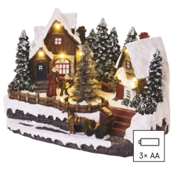 LED božična vasica, 15 cm, 3× AA, notranja, topla bela_1