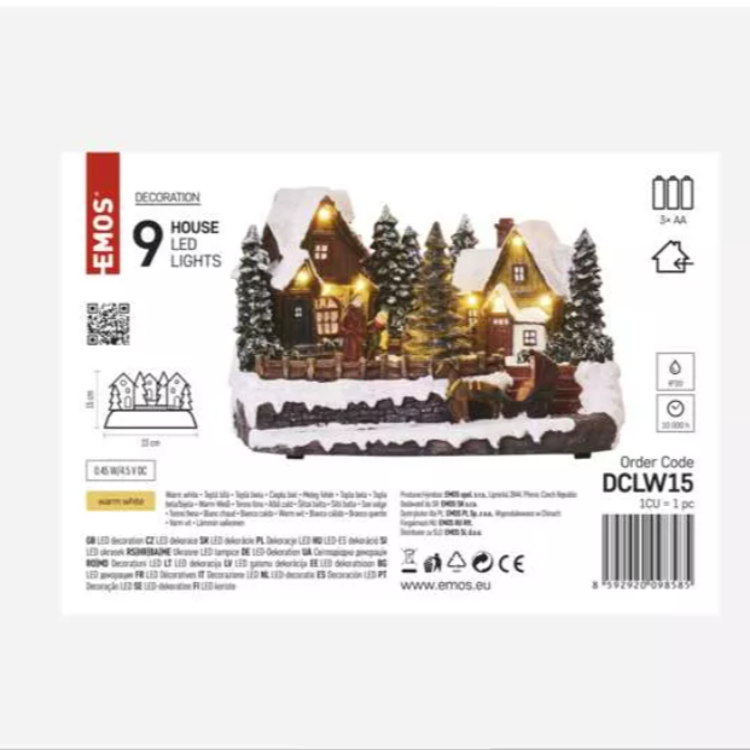 LED božična vasica, 15 cm, 3× AA, notranja, topla bela_2