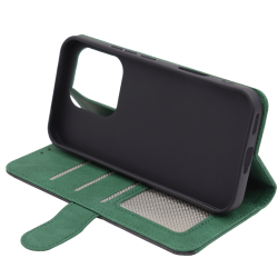 Zelena preklopna torbica za Honor 600 Lite z magnetnim zapiranjem, notranjim TPU ohišjem, režami za kartice in funkcijo stojala nudi celovito zaščito in praktično uporabo.