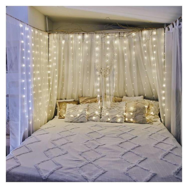Božična drop veriga Emos, zavesa, LED 180, 1,7x1,5 m, zunanja in notranja, topla bela
