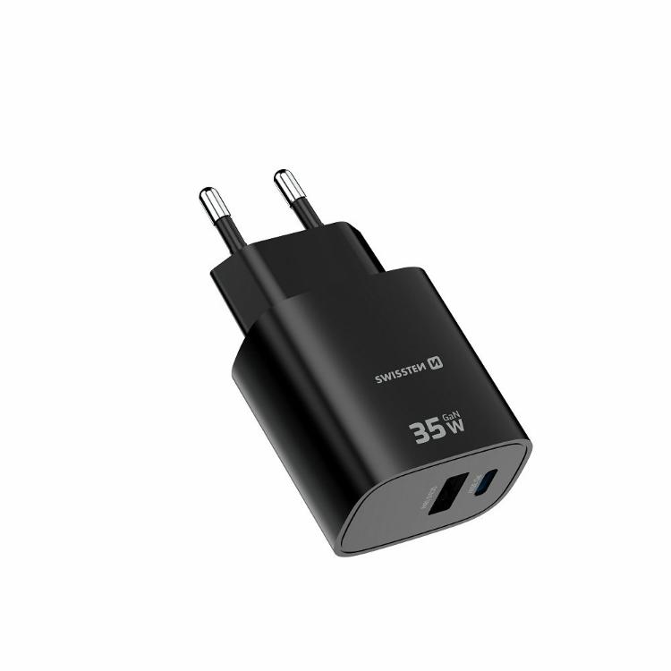 Swissten Edge GaN 35 W z napredno tehnologijo galijevega nitrida (GaN), kompaktnimi dimenzijami 42 × 41 × 29 mm in dvema izhodoma združuje visoko zmogljivost, energetsko učinkovitost ter priročno uporabo doma, v pisarni ali na poti.