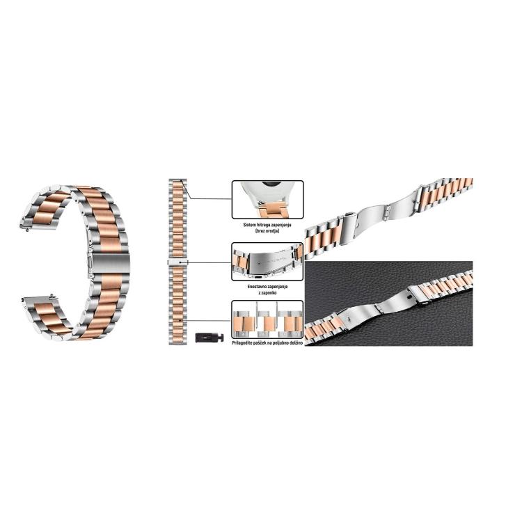 Kovinski pašček 22 mm, Silver Rose Gold_1