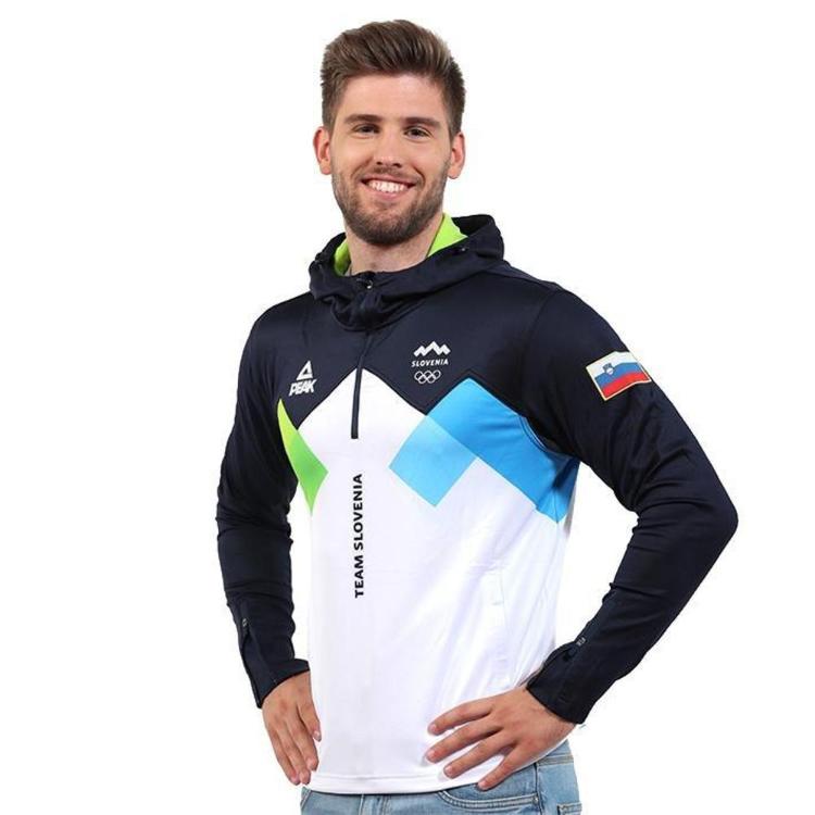 Moški pulover s kapuco Peak SLM-01, modro-bela, velikost 4XL