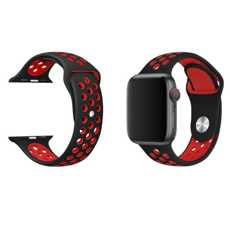 Silikonski pašček Sport za Apple Watch, 38/40/41 mm, črno-rdeč_1
