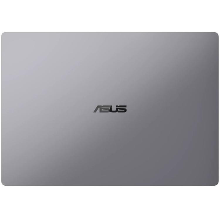 Zaprt ASUS ExpertBook prenosnik s tankim profilom, minimalističnim dizajnom in logotipom ASUS na sredini pokrova.