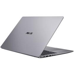 Zadnji pogled na ASUS ExpertBook v srebrni barvi z elegantnim kovinskim pokrovom in logotipom ASUS.