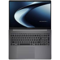 ASUS ExpertBook prenosnik s pogledom od zgoraj, ki prikazuje velik zaslon, numerično tipkovnico in prostorno sledilno ploščico.