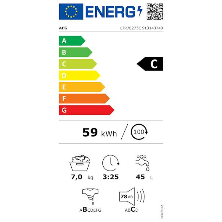 Pralni stroj AEG LTR7E273E, 7 kg, inverter, para, 1200 obr./min