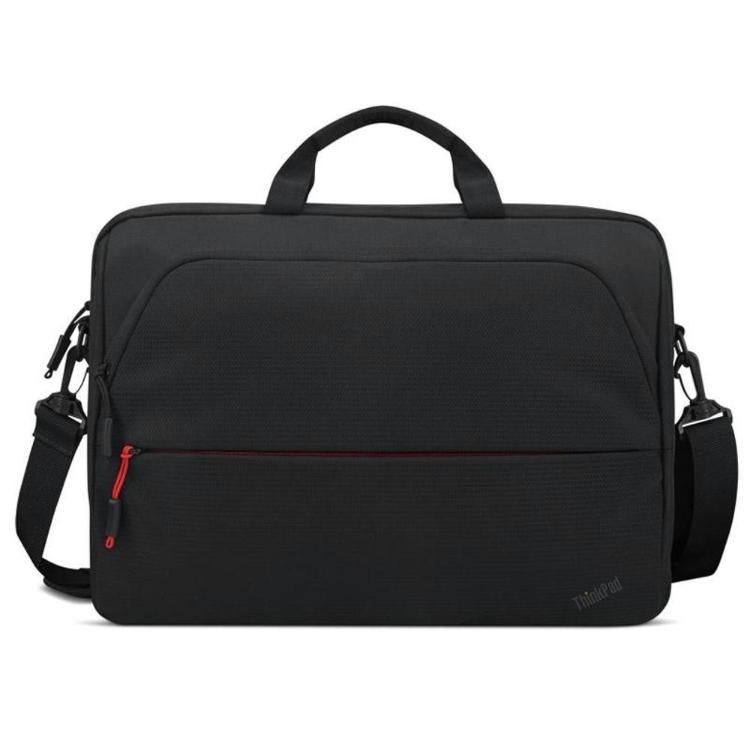 Lenovo ThinkPad Professional Topload Gen, črna torba za prenosnik, ročaji, naramnica, rdeči poudarki.