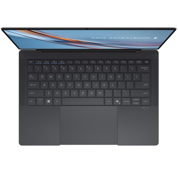 Poslovni prenosnik ASUS ExpertBook z ergonomično tipkovnico, veliko sledilno ploščico in kakovostnim zaslonom zagotavlja udobno uporabniško izkušnjo za vsakodnevna poslovna opravila.