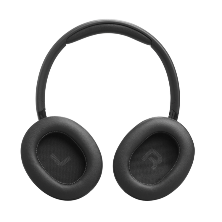 Črne JBL slušalke od znotraj, označeni blazinici L in R za pravilno nošenje.