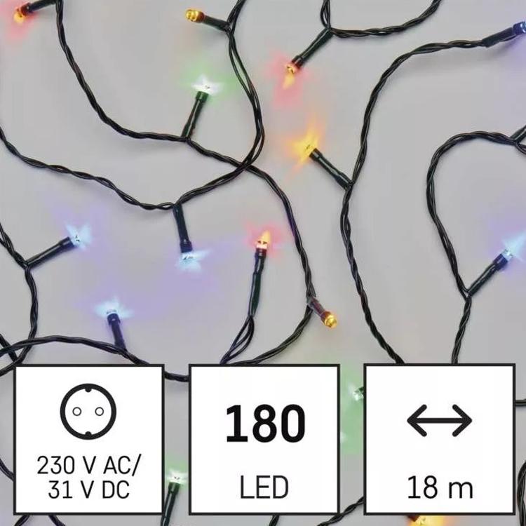 Božična veriga, 180 LED, 18 m, zunanja in notranja, večbarvna, programi_5