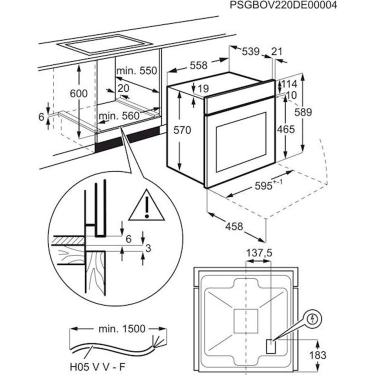 Vgradna pečica Electrolux EOF3H50BK, 59 l, 59 cm