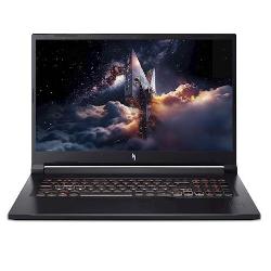 Sprednji pogled Acer Nitro 17, velik zaslon, osvetljena tipkovnica in centralno nameščen logotip.